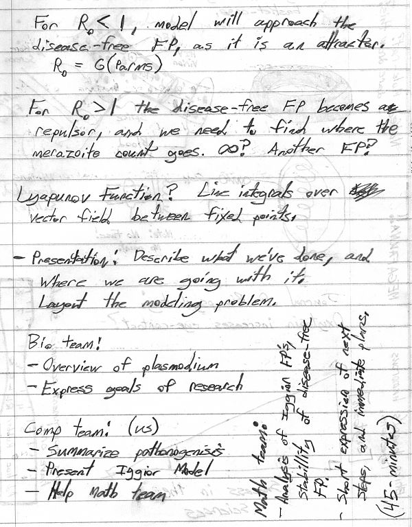 Model notes, sheet 1